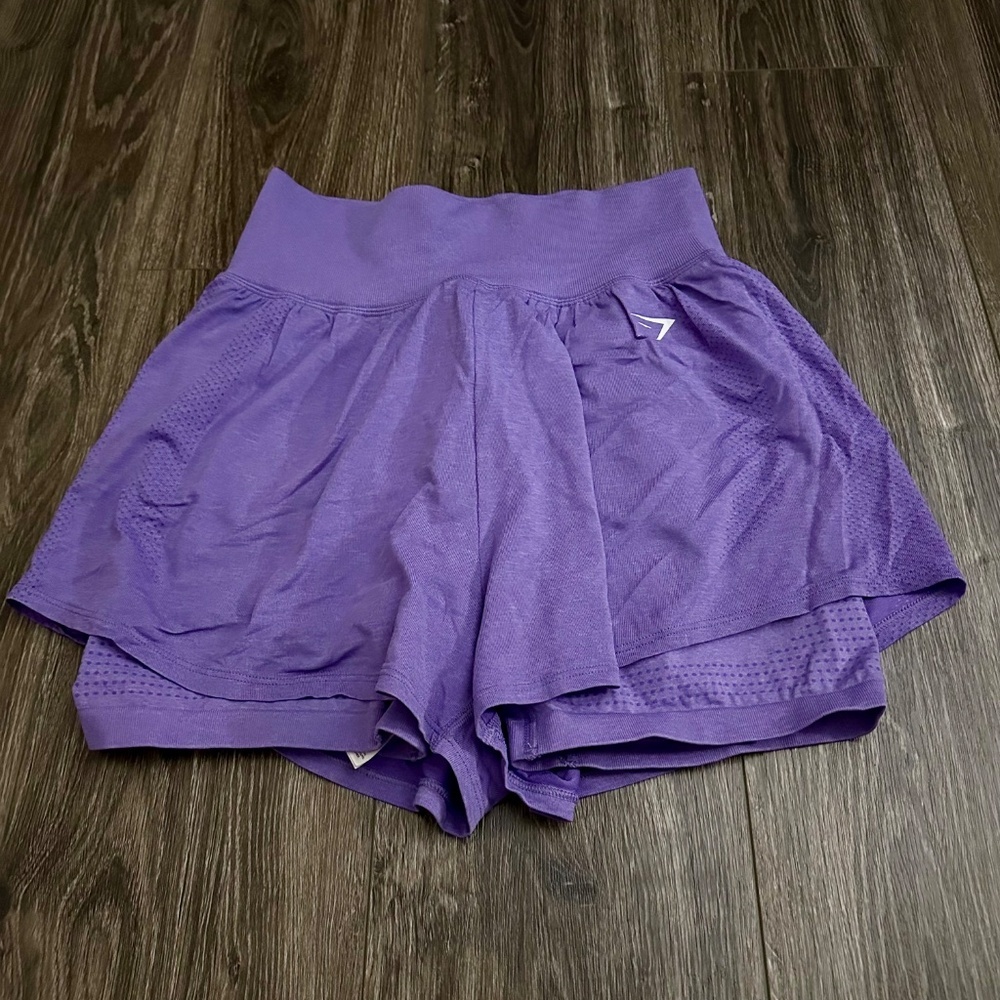 GYMSHARK VITAL SEAMLESS 2.0 2-IN-1 SHORTS BRIGHT PURPLE MARL size Large
